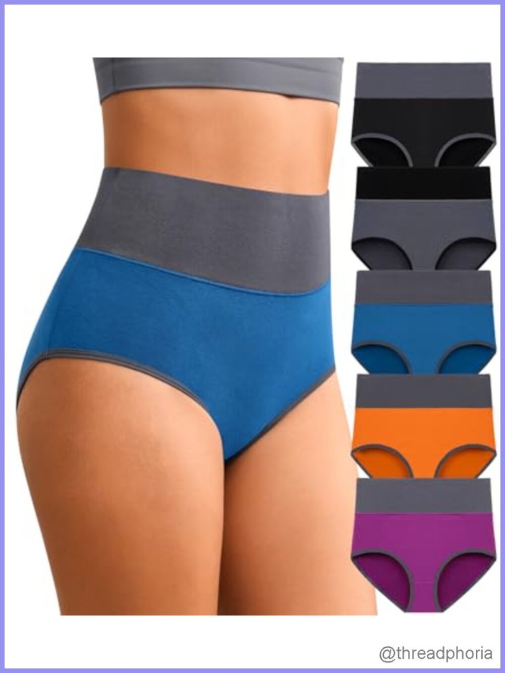 Cotton Spandex High Waisted Tummy Control Briefs Full Coverage Underwear 5 Pack